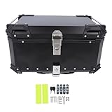 Akozon 65L Top -Hülle, Hinterhelmspeicherbox mit Reflektierendem Aufkleber, Lederfutter und Aluminiumlegierung - Schwarz