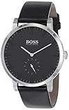 BOSS Analog Quarzuhr für Herren mit Schwarzes Lederarmband - 1513500