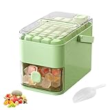 Eiswürfelform mit Deckel und Behälter, 48 Eiswürfelform Eiswürfelmaschine mit Press Type Eiswürfelbox Eiswürfelschale mit Deckel Ice Cube Maker Würfelhersteller Eisschalen für Gefrierschrank (Grün)