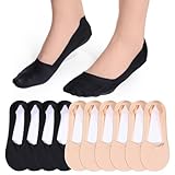 LIQWEI 8 Paar Füßlinge Damen, Ballerina Socken Damen 35-38 Unsichtbare Füßlinge Rutschfest Unsichtbare Sneaker Socken Für Hohe Absätze Bootsschuhe (Nackt Schwarz
