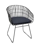 WOLF MÖBEL WOOD YOU LIKE Rattan Sessel Amara mit Kissen Esszimmer Küche Stuhl Relax Rattansessel Esszimmerstuhl (Schwarz)