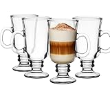 Glasmark Krosno Gläser 4er Set 0,2 Liter Kaffeegläser Teegläser Kaffee Tee Glas Irish Coffee Latte Macchiato Glühwein Gläser Trinkgläser Wassergläser Spülmaschinenfest Glasses 4 x 200 ML