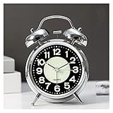 Wecker, 10,2 cm, Doppelglocke, dekorative Schreibtischuhren, analoger lauter Wecker mit Hintergrundbeleuchtung, batteriebetrieben, leise, nicht tickend, für schwere Schläfer, Schlafzimmer, Nachttisch,