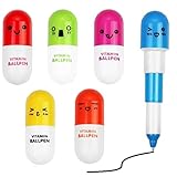 Pille Kugelschreiber Stifte, Pille Druckkugelschreiber, Kawaii Stifte, Bingo Stift, 6PCS Mini Kreativ Mini Kugelschreiber Lustig Niedliche