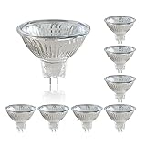 Caldarax 8 Stück MR16 GU5.3 35W Halogenstrahler 12V, 2700K Warmweiß Dimmbar, 400LM, Halogen Reflektor Glühbirne, 2 Bi-Pin Base Halogen Spot, 36° Abstrahlungswinkel, für Deckeneinbau Schienenlampen