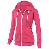 RKaixuni Damen-Kapuzenpullover, leicht, mit Reißverschluss, schmale Passform, Sweatshirts, lässiger Pullover, Langarm-Shirts, modische Kleidung, rose, M