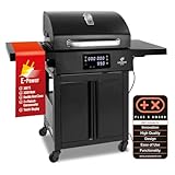 LANDMANN Elektro-Grillwagen EG-II-591 | Leistungsstarker Standgrill mit 2 Fleischthermometern & Deckelthermometer | Ohne Gas & ohne Kohle grillen | Grillfläche ca. 59 x 40,5 cm | 3200W [Schwarz]