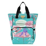 ISAOA Wickeltasche mit niedlichem Flamingo-Motiv, rosa Baby-Prinzessin, Happy Birthday_795171823, großer Laptop-Rucksack, Reiserucksack, Tagesrucksack, Lunch-Tasche mit isolierten Taschen