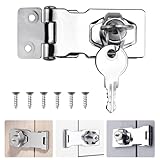 ADERTOS Türschloss Sicherheitsüberfalle 2.5Inch Abschließbar Überfalle mit Schloss Vorrichtung Keyed Hasp Lock Silber Schublade Schrank Locks für Türen Haustür, Garagentor, Holzkiste