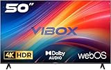 Vibox 50-Zoll 4K LED Smart TV | WebOS | 3X HDMI, 2X USB | Wandmontage kompatibel | Gestenfernbedienung mit Streaming-Steuerung