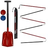 ALPIDEX Lawinensonde 260 oder 320cm und Schneeschaufel Klappbar Set Aluminium Leicht Kompakt Lawinenset, Farbe:Red - 260 cm