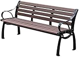 Gartenbänke, Terrassenbank Parkbank Außenkonversationssofa, Park Gartenterrassenstände, Wetterfeste Außenbank mit Gusseisenrahmen und Rostschutzmas(Braun en 150cm)