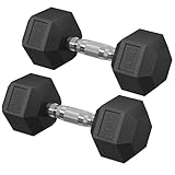 SONGMICS Hantelset, Hanteln 2er Set, Hexagon, Kurzhantel-Set, insgesamt 20 kg, für Workout, Fitnesstraining, Gewichtheben für Zuhause, Fitnessstudio, tintenschwarz SYL010B01