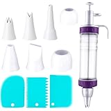 Garnierspritze Edelstahl, Churros Presse Mit 7 Aufsätzen, Gebäckspritze Für Spritzgebäck, Sahnespritze Mit 3 Zubehörteilen, Ideal Für Torten Und Teig