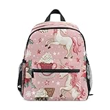 Einhorn-Kaffeetasse, Schokoladen-Weihnachtsstern-Muster, Kleinkind-Rucksack, Jungen-Rucksack, Vorschultasche, Kindergarten, Schultasche, Kindergarten, Reisetasche für Mädchen