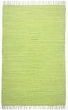 THEKO Teppich Happy Cotton in Hellgrün, 60x120cm, 100% Baumwolle, handgewebt, waschbar, beidseitig verwendbar, 120973, Grün