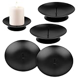 4 STK Kerzenhalter Metall, Stabkerze für Adventskranz mit Dorn, Ø 6 cm Stabkerzenhalter Kerzentüllen für Tischdeko Weihnachten (Schwarz)