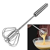 Feeziloe Schneebesen, Hand Push Mixer Edelstahl Eierschlägel Milchaufschäumer Rotierender Push Mixer zum Rühren, Schlagen