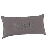 PANA® Badewannenkissen (20x40 cm) • Bequemes Kissen für Badewanne • Nackenkissen Badewanne • Kopfstütze Wanne • Polster Badewanne • Schnell trocknend • Grau mit Bad Schriftzug