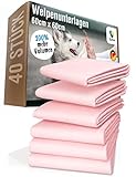 SUN-M® Welpenunterlagen 60x60cm | super saugstark | 40 Stück | Welpentoilette | extra dick | Welpen Unterlage | absolut dicht | Trainingspad Hunde | Puppy Pads| Hunde Unterlagen| Trainingsunterlagen