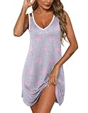 APRRAIN Damen-Nachthemd Racerback ärmellos Nachtwäsche V-Ausschnitt Spaghettiträger Sleepshirt S-XXL, Sterne, M