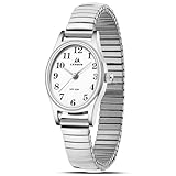 LN LENQIN Uhr Damen Armbanduhr Damen Edelstahl Analog Quarz Uhr für Frauen mit Erweiterungs Band
