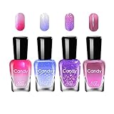 4PCS Nagellack mit Temperaturänderung Farbtemperaturregelung Nagellack - Langanhaltender Nagellack Set – Farbwechsel, Temperaturkontrolle Nagellack, Nagelkunst-Design, ohne UV-Lampe (A Set)