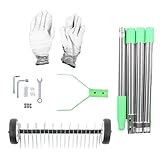 Schneidrechen, Vertikutierer Rechen mit 130 cm Stiel Verstellbarer Vertikutierrechen Metall Strohrechen für Rasen Abnehmbar Handvertikutierer, Bodenrechen zum Reinigen von Totem Gras, für Hof (03)