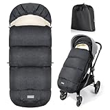 Orzbow Fußsack Kinderwagen Winter, Fußsack Buggy Fusssack Kinderwagen Baby Winter mit Wamres Sherpa Fleece, Reißverschluss, Abnehmbar, Universelle & Wasserdicht, Maschinenwaschbar, Dunkelgrau