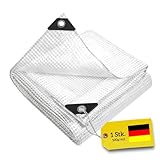 WDB - Abdeckplane mit Ösen - Plane Wasserdicht 100g - Zeltplane Schutzplane Gartenplane - Beidseitig beschichtet - Wetterbeständig - Transparent (3m x 4m)