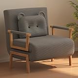 Kompaktes Schlafsofa 3 in 1 Schlafsessel mit Armlehne Bettfunktion Klappsofa Verstellbare Rückenlehne & Kopfkissen, Klappsessel Bis 300kg für Kleinen Raum(Gray,31.49in/80cm)