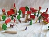alles-meine.de GmbH 42 TLG. Set: Dorf mit Kirche, Häuser & Bäume, Figuren und Bausteine - aus Holz - Baukasten - Original Erzgebirge - ideal für Holzeisenbahn Gebäude Zubehör Sta..