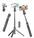 Gahenwo 173cm Selfie Stick Stativ, Einbeinstativ Tripod für Action-Kamera, All-in-1 Handy Stativ mit Fernbedienung,Tragbarer Reisen Telefonstativ-Ständer kompatibel mit iPhone/Android