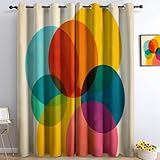 Srigzcaly Verdunkelungsvorhänge Minimalistisch Geometrisch Kreis Kunst Polyester Gardinen Thermo Kälteschutz Blickdicht Ösenschal Mehrfarbig für Wohnzimmer Schlafzimmer, 2er Set, 245 x 140 cm (H x B)