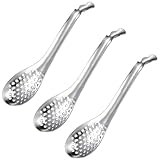 EXIN DEHCEN 3 Stück Kaviar Löffel Edelstahl, Kleine Schaumlöffel Edelstahl, Sieblöffel, Olivenlöffel, Servierlöffel mit Perlen, Edelstahl Geschlitzter Servierlöffel, für Home Kitchen Restaurant Buffet