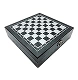 TOTIKI Chess Set Schach-Brettspiel 4-in-1-Schachset, Holz-Schach-Brettspiel, Holzschach, Weissagung, Würfel, Domino Schachbrett