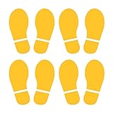 PATIKIL 150x63mm Fußabdruck Aufkleber Gelb, 4 Paare PVC Bodenmarkierung Fußabdrücke Aufkleber Böden Wand Decke Treppen Klassenzimmer Stadion Einkaufszentrum U-Bahnen Bushaltestelle