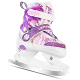 LEVYTEMP Verstellbare Schneeflocken-Schlittschuhe für Kinder, Jungen, Mädchen, Komfortfutter, Eislaufschuhe, für jeden Winter, Abenteuer für Anfänger, Größen S, Alter 5–8, Lila