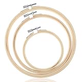Prasacco 3 Stück Stickrahmen, Runder Stickrahmen aus Holz 3 Größen Einstellbar Kreuzstich Ring Kreuzstich Stickrahmen für DIY Kreuzstich, Stickerei, Kunsthandwerk, Nähen (10/15/18 cm, Holzfarbe)