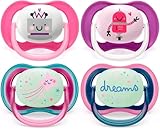 Philips AVENT Schnuller 6-18m ULTRA AIR Tag & Nacht (4er Pack): 2x nachtleuchtender Schnuller für die Nacht, 2x Ultra-Air-Day-Schnuller, 6-18 Monate, mit Sterilisator-Tragetasche