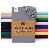 Utopia Bedding - Spannbettlaken 180x200cm - Grau - Oeko-Tex Zertifiziertes Gebürstete Polyester-Mikrofaser Spannbetttuch - 35 cm Tiefe Tasche