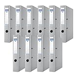 DONAU Premium Ordner Schmal 10er Pack/DIN A4 / 5 cm / 10 Stück/Grau/Kunststoffbezug PP/Carton Papier Schlitzordner Büroordner Aktenordner Ringordner/Grünen Punkt