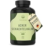 Ackerschachtelhalm - 360 Kapseln - 500mg Zinnkraut Extrakt - 10:1 hochdosiert - 1 Jahr Vorrat - Equisetum arvense - Deutsche Produktion - Vegan - True Nature