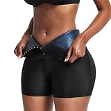 XFSRG Saunaanzüge Shorts Damen Schwitzhose Zum Kurz Sporthose Bauchkontrolle Body Shaper Schweißband Taillenformer Sauna Shorts Jogginghose Sauna Hose Hot Thermo Sweat Leggings M