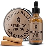 Striking Viking Bartöl und Bartbalsam - Bartpflege-Set für Männer mit natürlichem Bartöl und Bartbalsam-Spülung - angereichert mit Argan- und Jojobaöl, Sandelholz