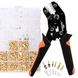 VFANDV Crimpzange Set, 0.5-2.5mm² Krimpzange mit 300 Stück Flachstecker Kabelverbinder, Flachstecker Kabelschuhe Set & 3 Größen Klemmen Elektro Crimpzange