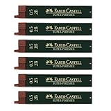 FABER-CASTELL 205027 - Feinminen Set Super Polymer, 6 Stück mit je 12 Minen, 0.5 mm, Härtegrad 2B