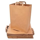 verpacking Papiertragetaschen mit Flachhenkel 45 x 32 x 16 cm Braun - Papiertüten Bio Papiertasche Kraftpapiertüten (250 Stück)