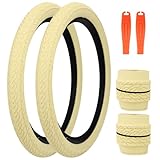 ZUKKA 20 x 2,35 Fahrradreifen 1/2 Pack 50,8 cm x 2,35 BMX-Fahrrad-Reifen, klappbarer Ersatzreifen für MTB, Mountainbike, BMX, Pendlerfahrrad (beige, 2 Reifen + 2 Hebel)