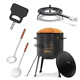 Utschak Ø36 Uchag 2 mm stahl Kazan Gusseisen 8 L runder Boden Aludeckel Brenner Eintopfofen Asia Wok Utschag Campingofen Schaumkelle Suppenkelle Grillfächer Kasan Feuerstelle Feldküche Außenküche